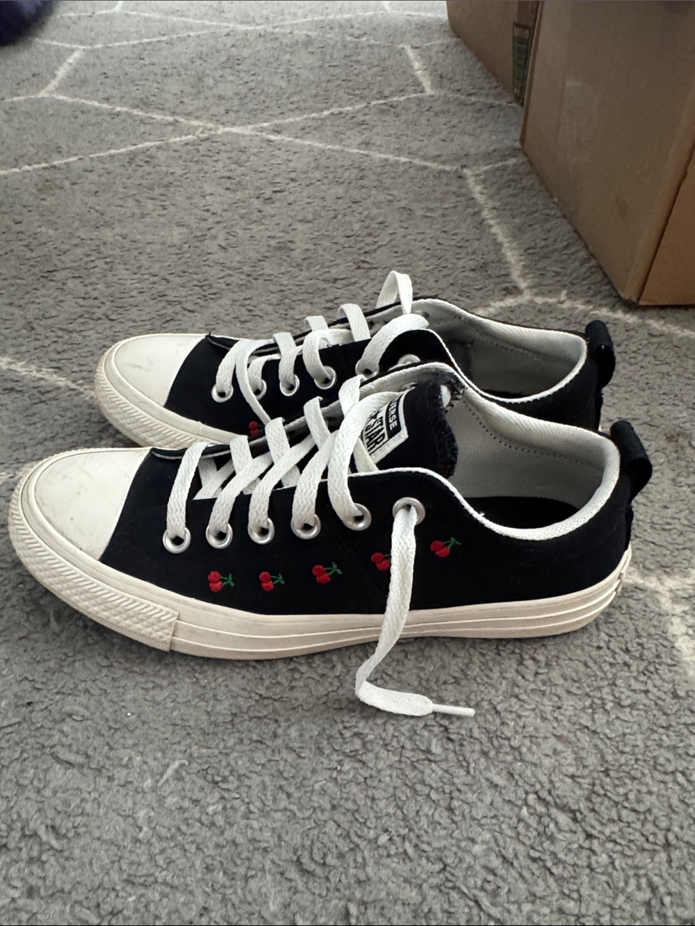 Converse All Star Black Low-Top Sneakers with Cherry Embroidery